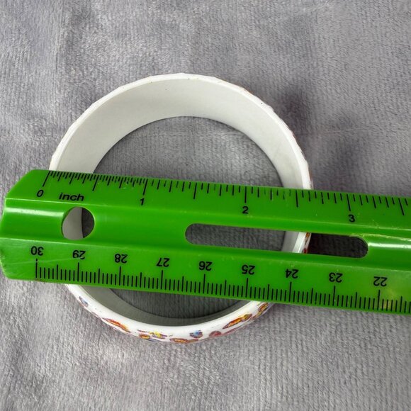 Butterfly Pattern White Plastic Bangle Bracelet Colorful Design Women Slip On - Picture 7 of 16